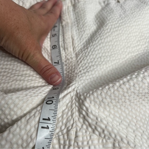 George Gingham Check Seersucker Perfect Stretch Capri Pants Cream White 12 Crop - Picture 4 of 6